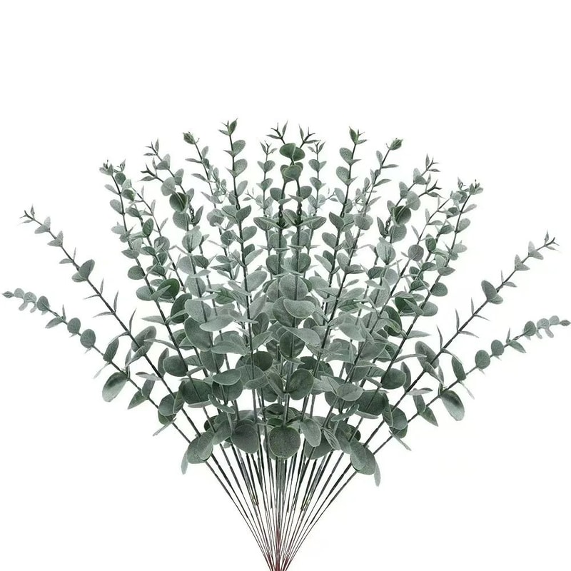 Lush Evergreen Artificial Eucalyptus Stem Set Realistic Greenery Decor For Weddings Modern Home S