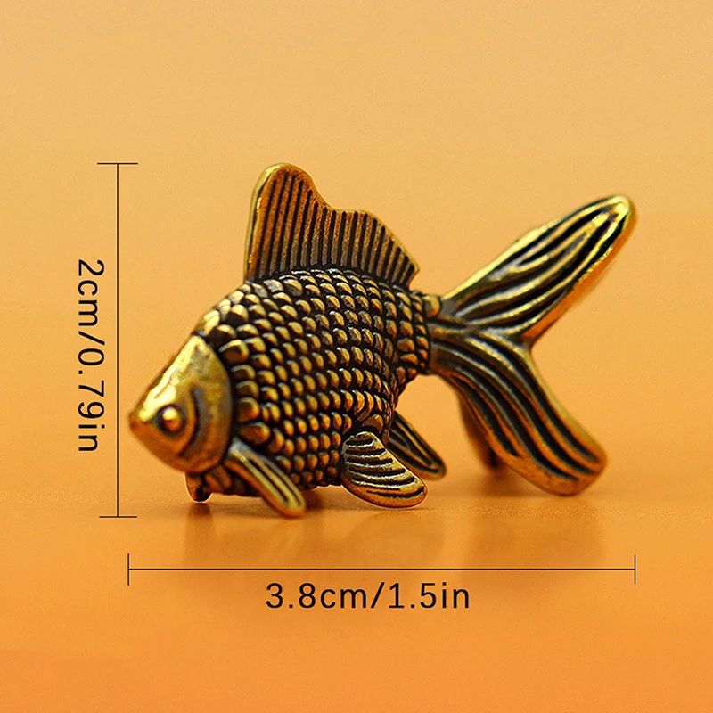 Golden Fortune Brass Goldfish Figurine Retro Lucky Ornament For Home Desk Tea Pet Decor 4