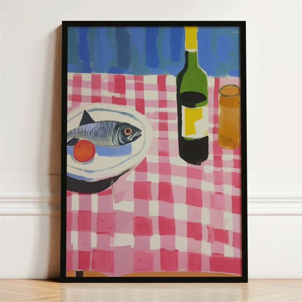 Parisian Bistro Canvas Wall Art Lemon Wine Oyster French Breakfast Poster For Kitchen Cafe Decor 1