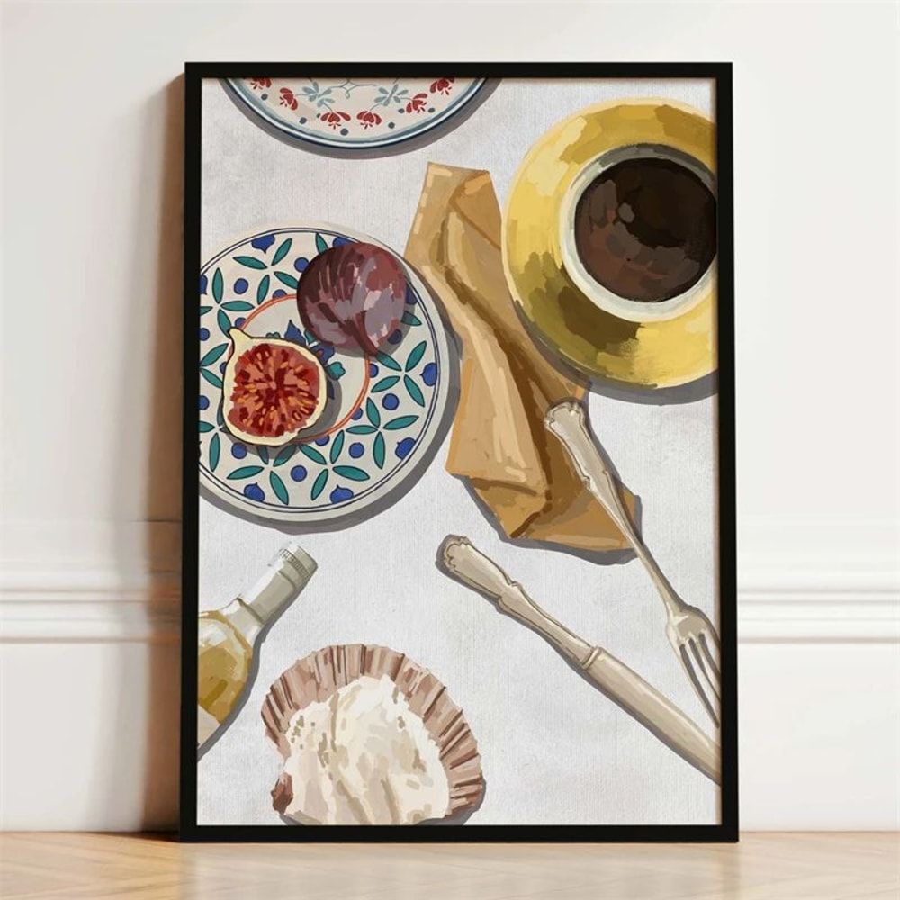 Parisian Bistro Canvas Wall Art Lemon Wine Oyster French Breakfast Poster For Kitchen Cafe Decor 7
