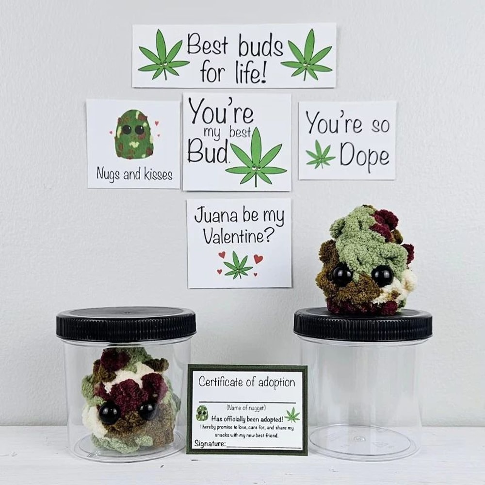 Best Buds Weed Nugget Plush In Jar Cute Handmade Mini Stuffed Decor Gift 1