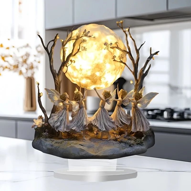 Mystic Moon Elf Acrylic Tabletop Decor Enchanting Fantasy Desk Ornament For Home Office 3