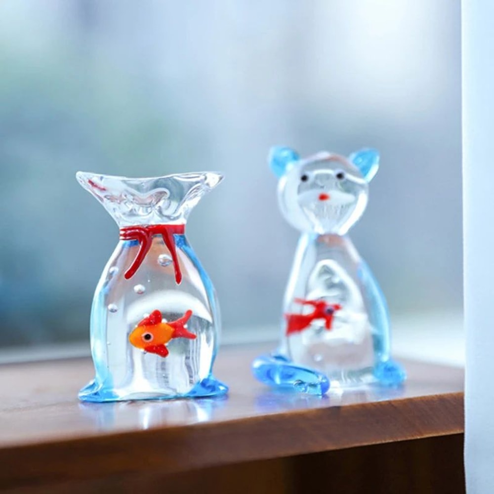 VividGlass Mini Pocket Fish Figurine Handcrafted Colorful Glass Ornament For Desk Home Decor 3