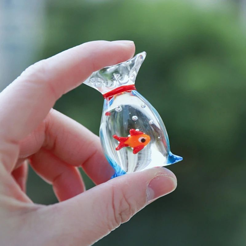 VividGlass Mini Pocket Fish Figurine Handcrafted Colorful Glass Ornament For Desk Home Decor 4