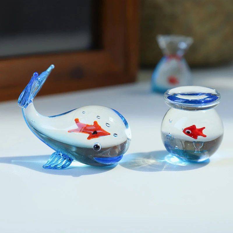VividGlass Mini Pocket Fish Figurine Handcrafted Colorful Glass Ornament For Desk Home Decor 5