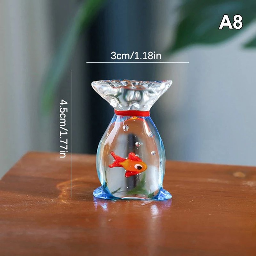 VividGlass Mini Pocket Fish Figurine Handcrafted Colorful Glass Ornament For Desk Home Decor 13