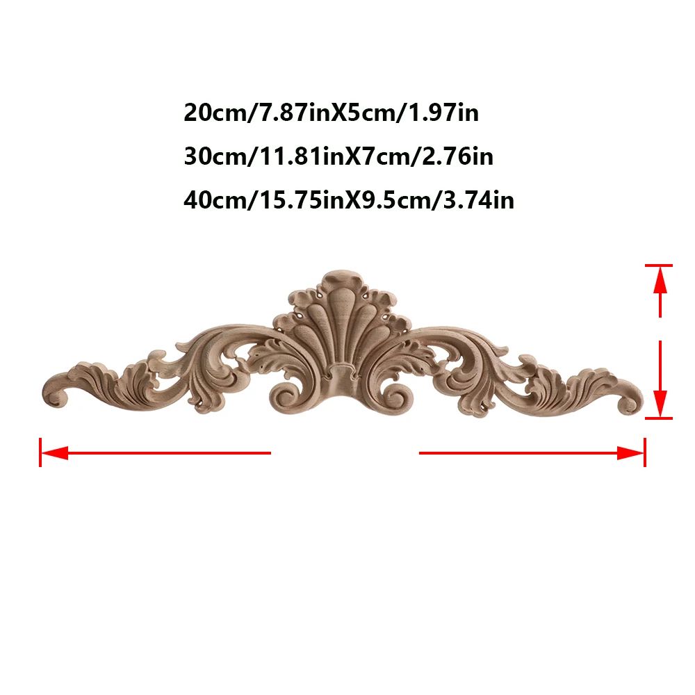 Elegant Rose Wood Carving Applique Set 2pcs European Floral Cabinet Furniture Decor Trim 1