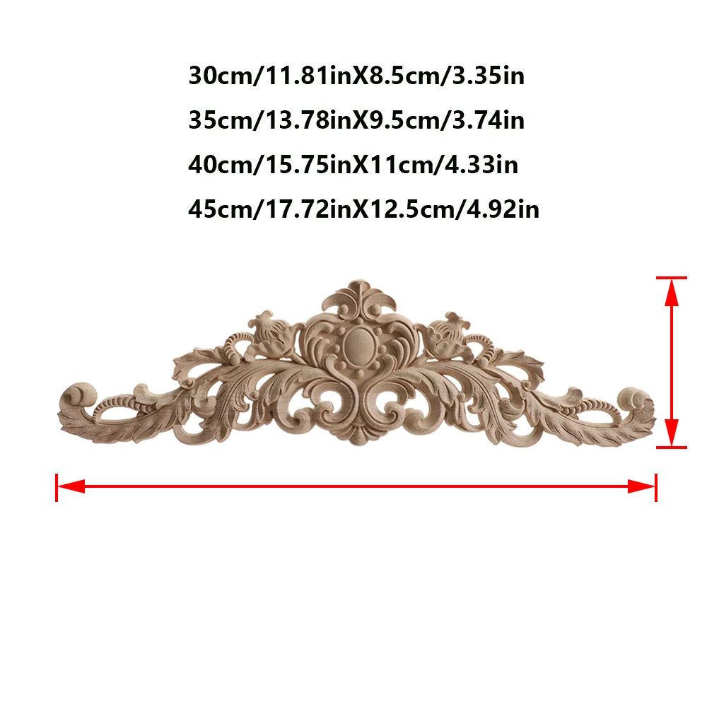 Elegant Rose Wood Carving Applique Set 2pcs European Floral Cabinet Furniture Decor Trim 2