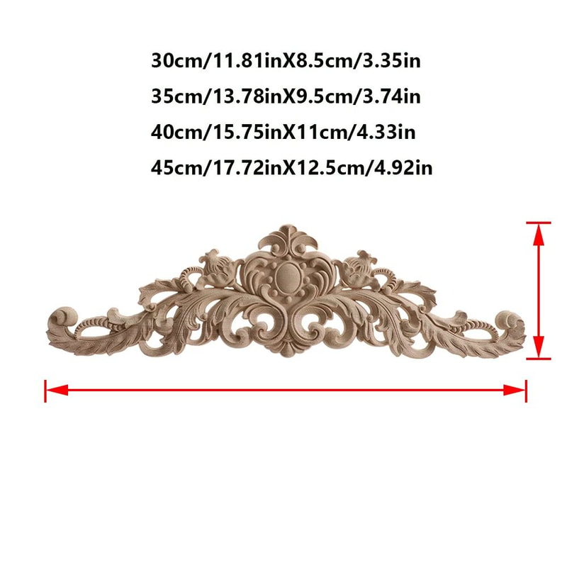 Elegant Rose Wood Carving Applique Set 2pcs European Floral Cabinet Furniture Decor Trim 2