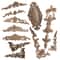 Elegant Rose Wood Carving Applique Set 2pcs European Floral Cabinet Furniture Decor Trim 0