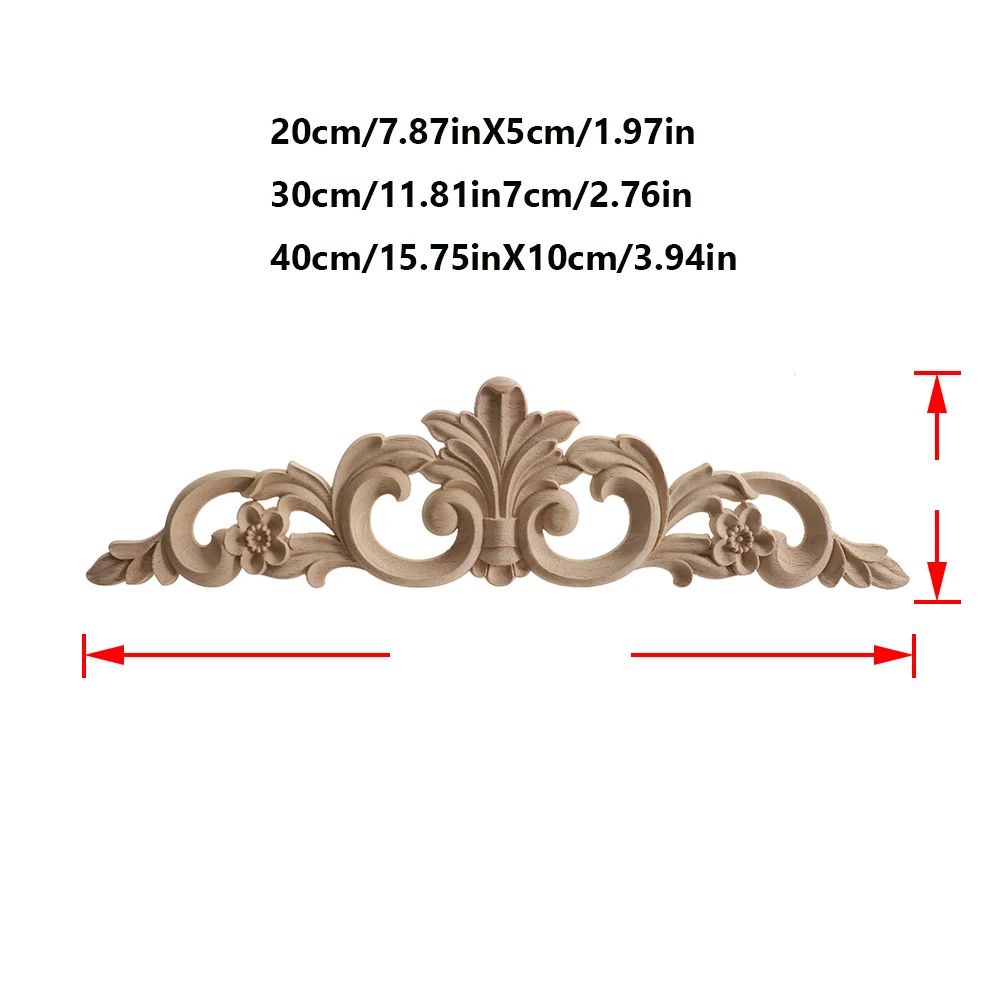Elegant Rose Wood Carving Applique Set 2pcs European Floral Cabinet Furniture Decor Trim 5
