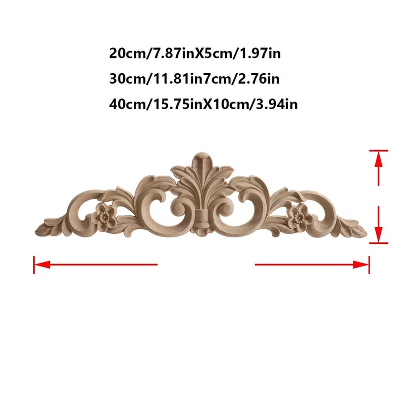 Elegant Rose Wood Carving Applique Set 2pcs European Floral Cabinet Furniture Decor Trim 5