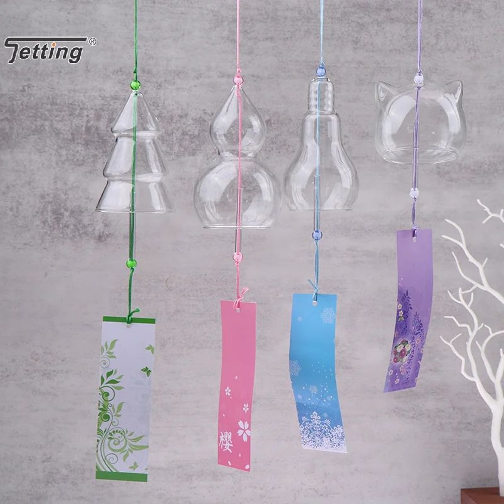 ZenGlow Glass Wind Chime Transparent Hanging Wind Bell For Garden JapaneseInspired Home Decor 4