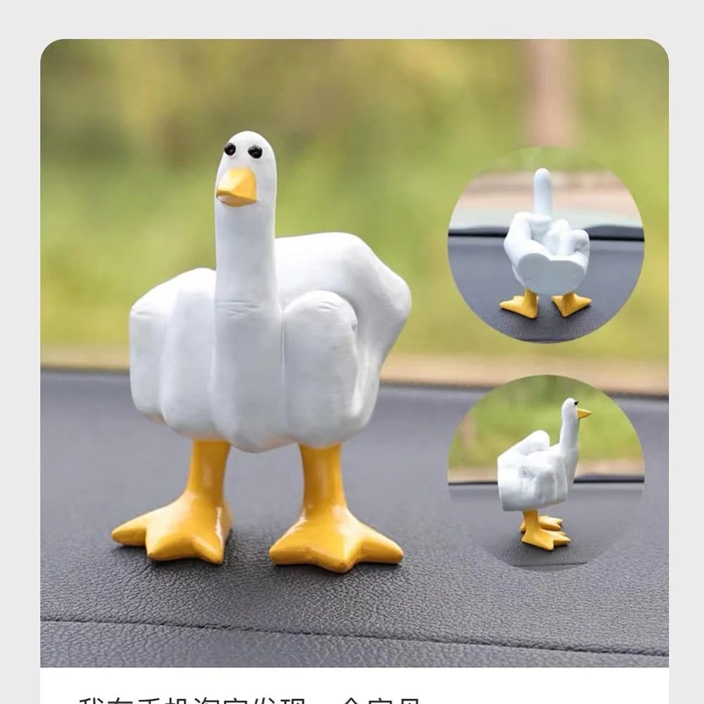 Cheeky Quack Duck Figurine Funny Middle Finger Resin Statue With Glasses For Desk Home Decor 3