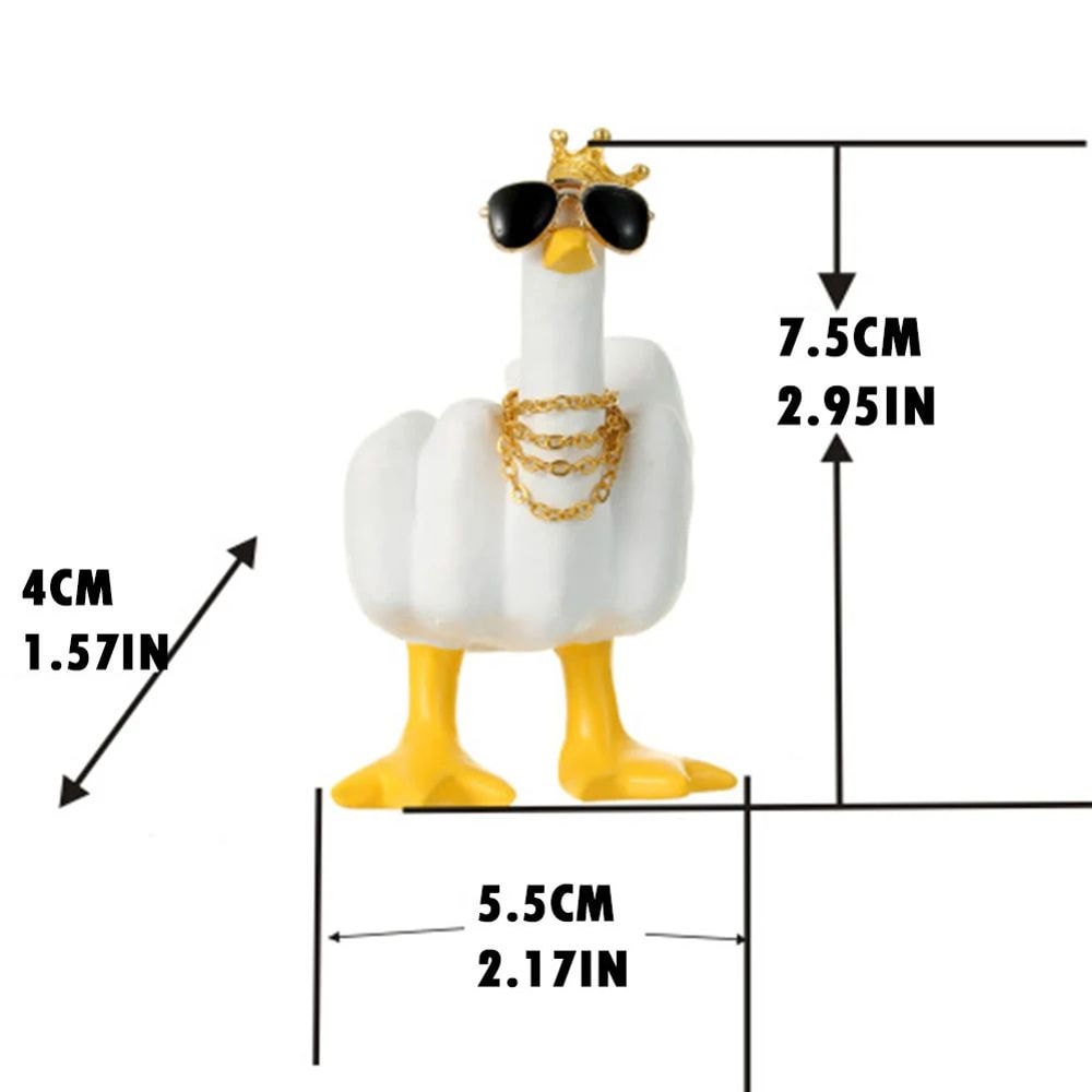 Cheeky Quack Duck Figurine Funny Middle Finger Resin Statue With Glasses For Desk Home Decor 5