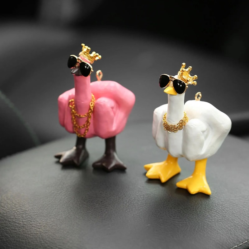 Cheeky Quack Duck Figurine Funny Middle Finger Resin Statue With Glasses For Desk Home Decor 1