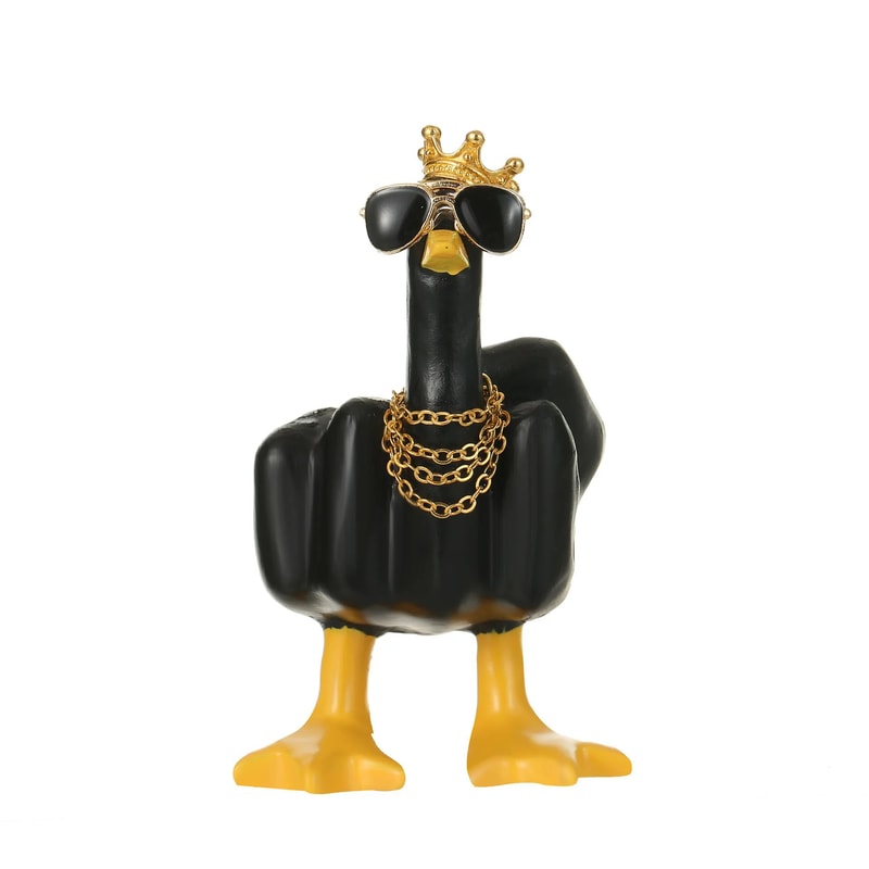 Cheeky Quack Duck Figurine Funny Middle Finger Resin Statue With Glasses For Desk Home Decor 6