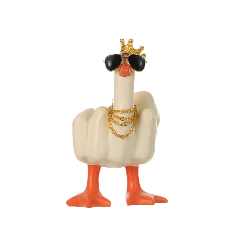 Cheeky Quack Duck Figurine Funny Middle Finger Resin Statue With Glasses For Desk Home Decor 9
