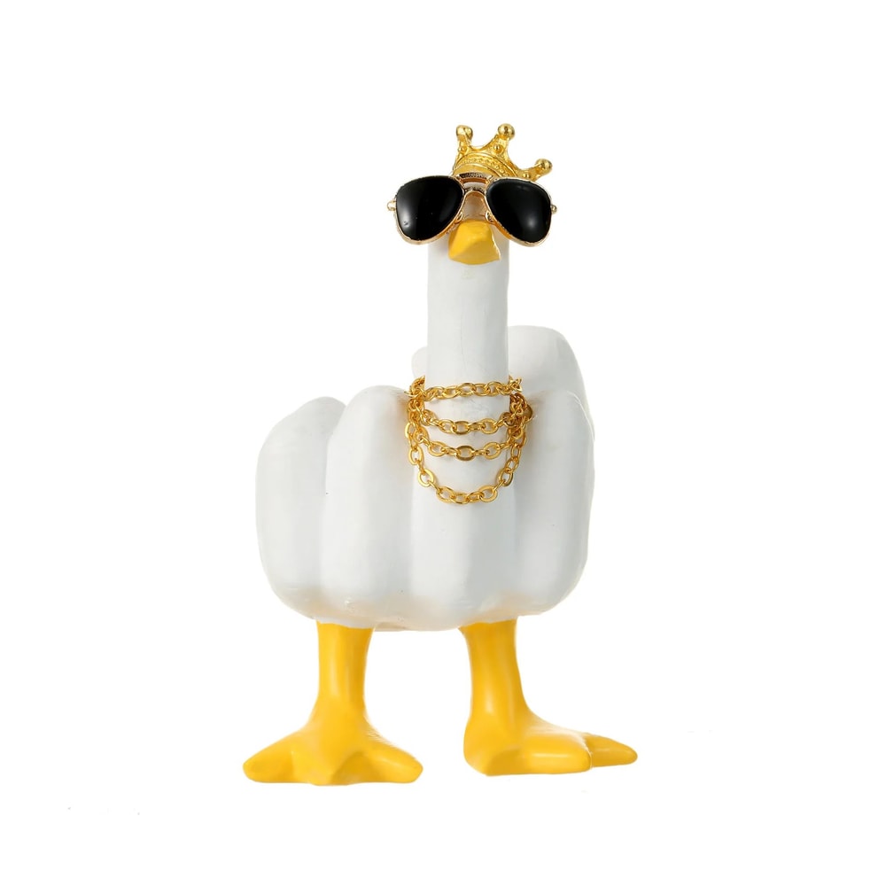 Cheeky Quack Duck Figurine Funny Middle Finger Resin Statue With Glasses For Desk Home Decor 10