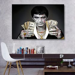 montana money canvas poster – modern gangster wall art inspired by iconic crime films