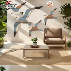 coastal breeze wooden seagull wall decor – retro bird ornament for living room & office styling