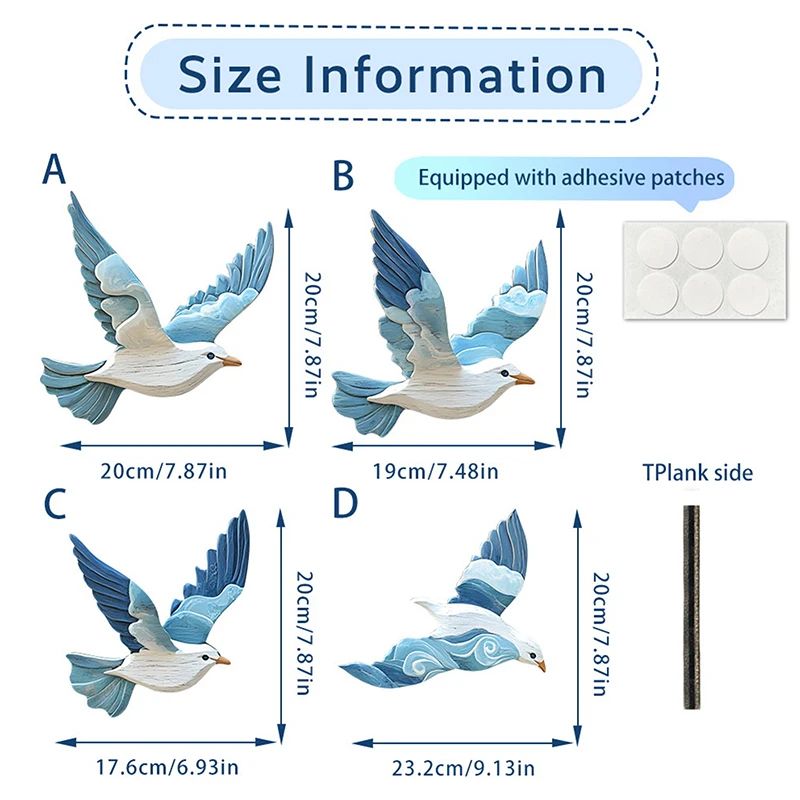 Coastal Breeze Wooden Seagull Wall Decor Retro Bird Ornament For Living Room Office Styling 6