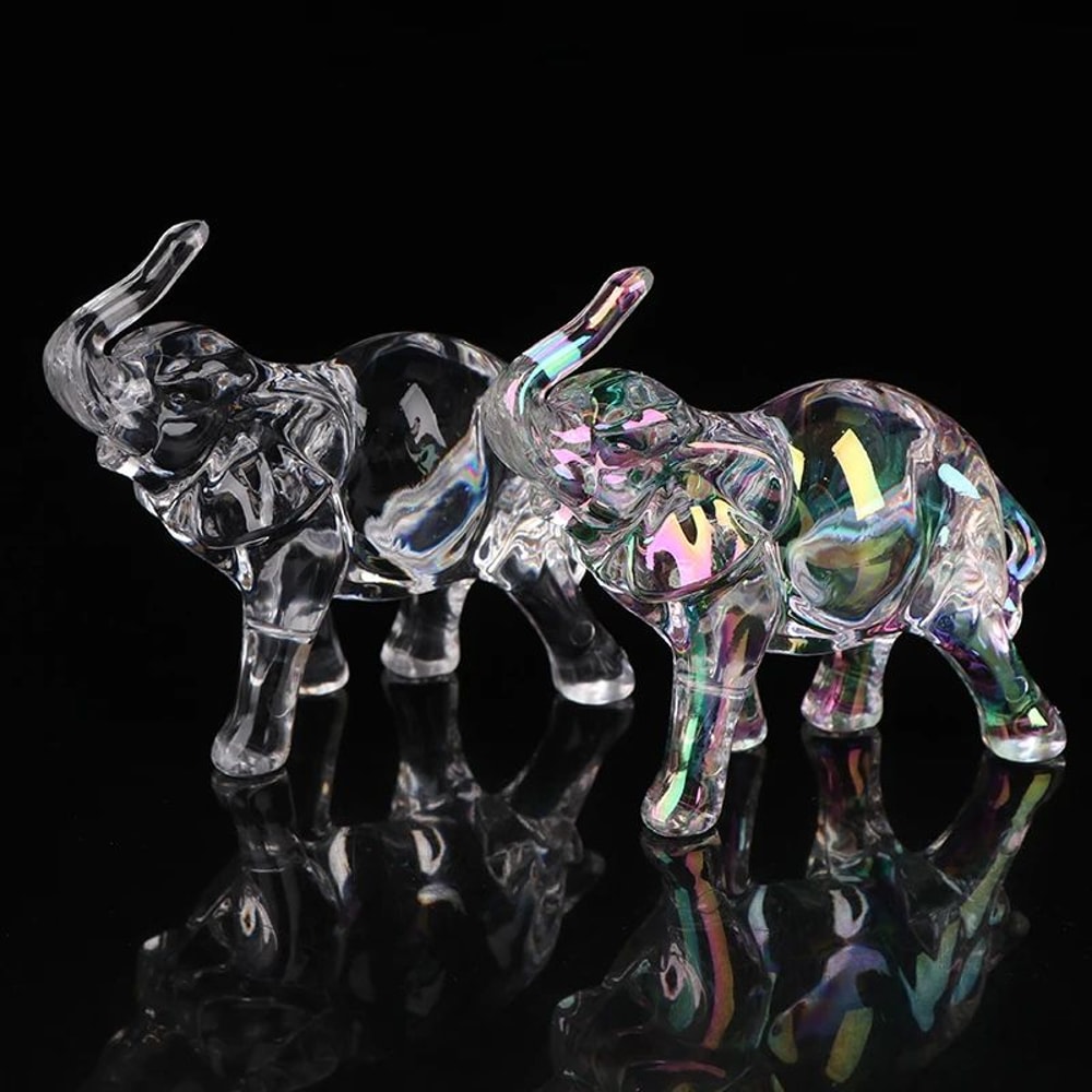 Crystal Charm Baby Elephant Figurine Cute Acrylic Mini Statue For Desk Home Decor 2