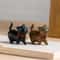 Whittle Charm Mini Wooden Cat Figurine HandCarved Natural Wood Animal Decor With Bell 0