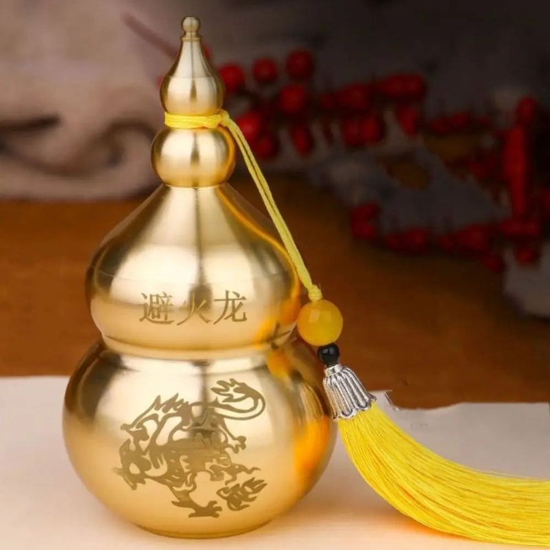 Golden Fortune Wu Lou Gourd Statue Feng Shui Brass Lucky Charm For Wealth Health Protection 1