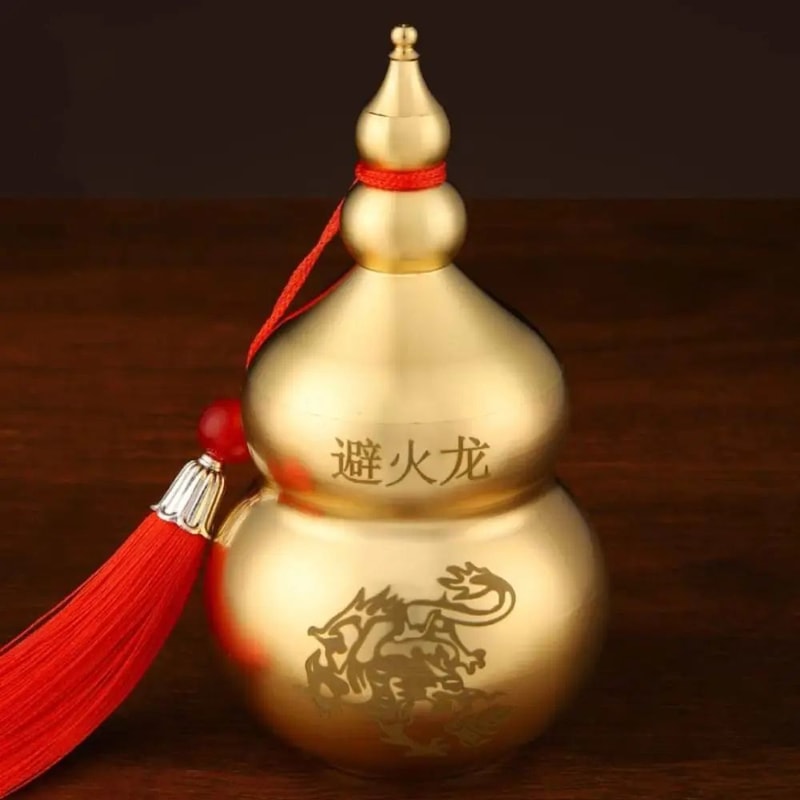 Golden Fortune Wu Lou Gourd Statue Feng Shui Brass Lucky Charm For Wealth Health Protection 3