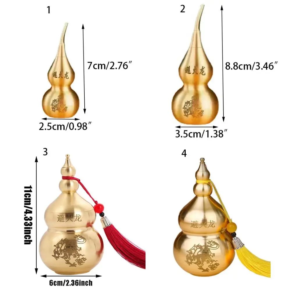 Golden Fortune Wu Lou Gourd Statue Feng Shui Brass Lucky Charm For Wealth Health Protection 4