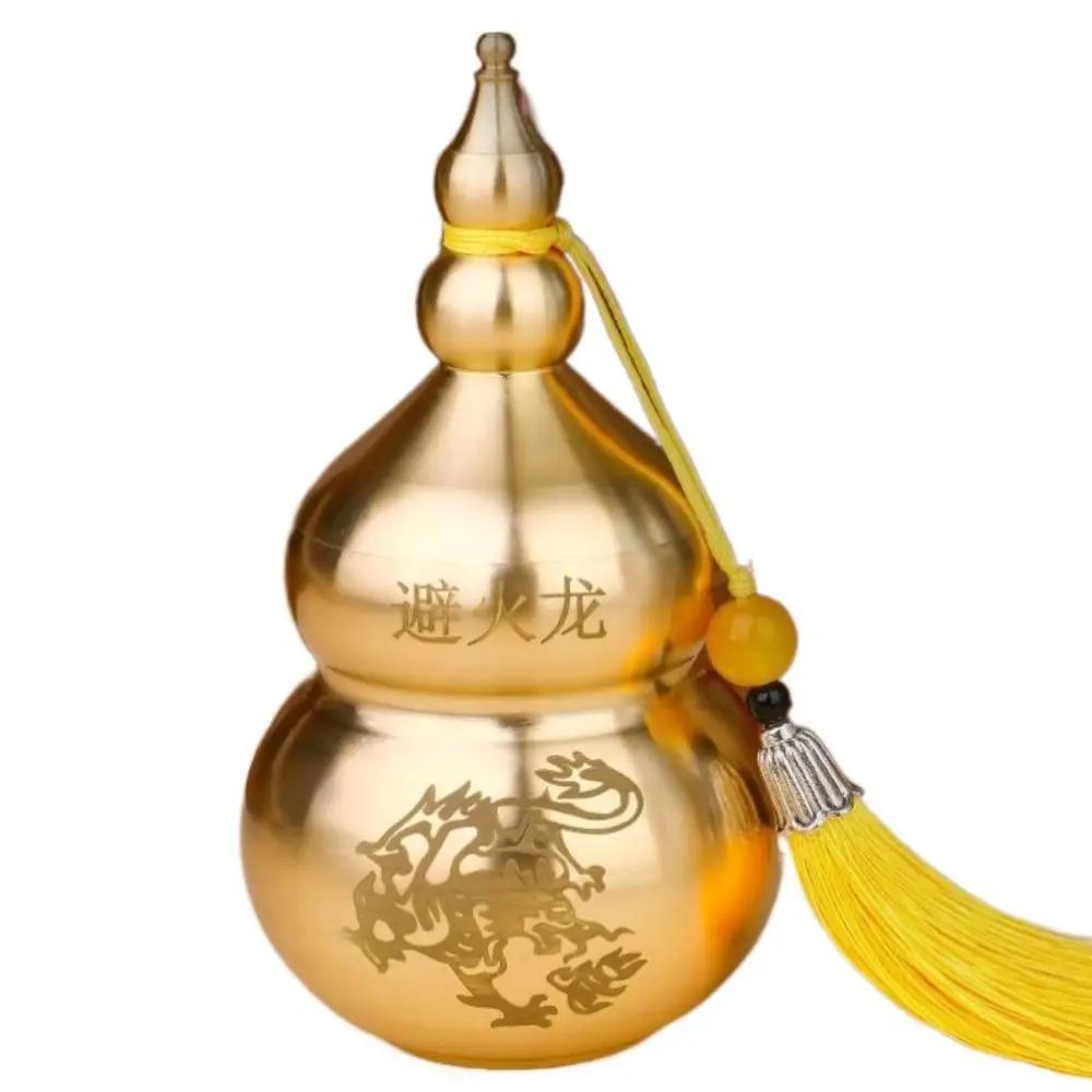 Golden Fortune Wu Lou Gourd Statue Feng Shui Brass Lucky Charm For Wealth Health Protection 9