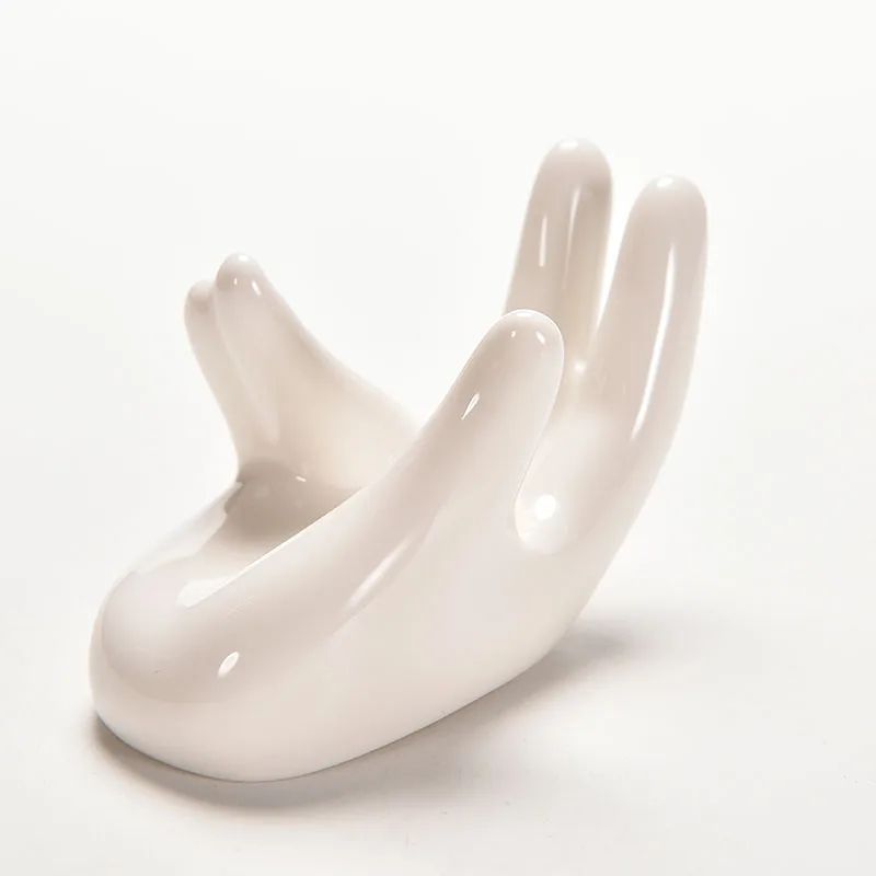 Elegant Hand Ceramic Air Plant Holder White Porcelain Tillandsia Stand For Desk Home Decor 2
