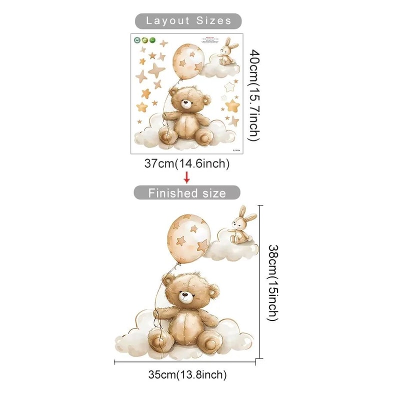 Dream Sky Balloon Animal Wall Stickers Cute Cartoon Nursery Decals For Kids Room Decor 22