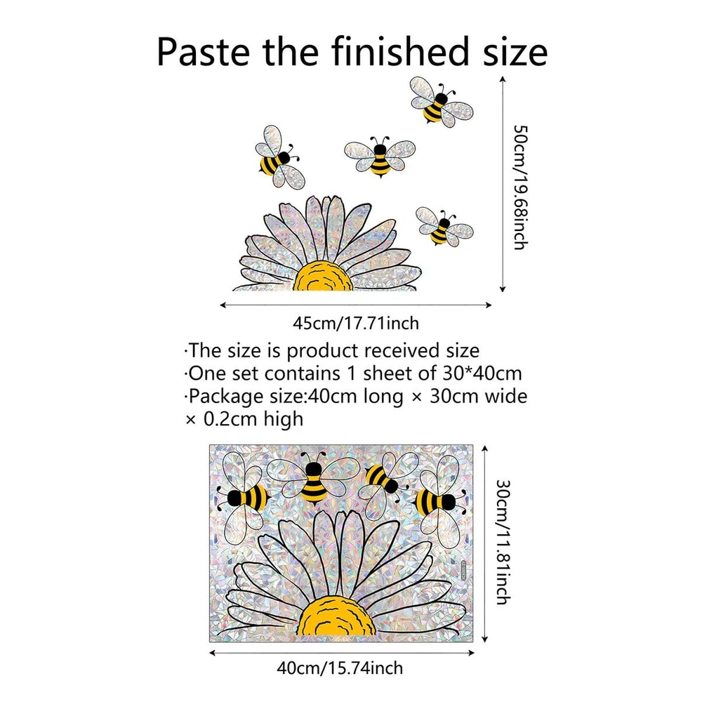 SunGlow Bee Sunflower Window Sticker Rainbow Static Cling Glass Decor For Bright Home Styling 5