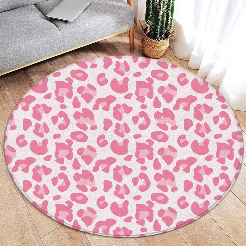 Chic Safari Leopard Print Round Rug Soft Flannel Animal Pattern Carpet For Stylish Home Decor 1