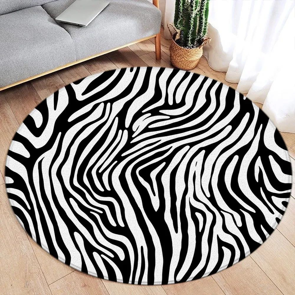 Chic Safari Leopard Print Round Rug Soft Flannel Animal Pattern Carpet For Stylish Home Decor 2