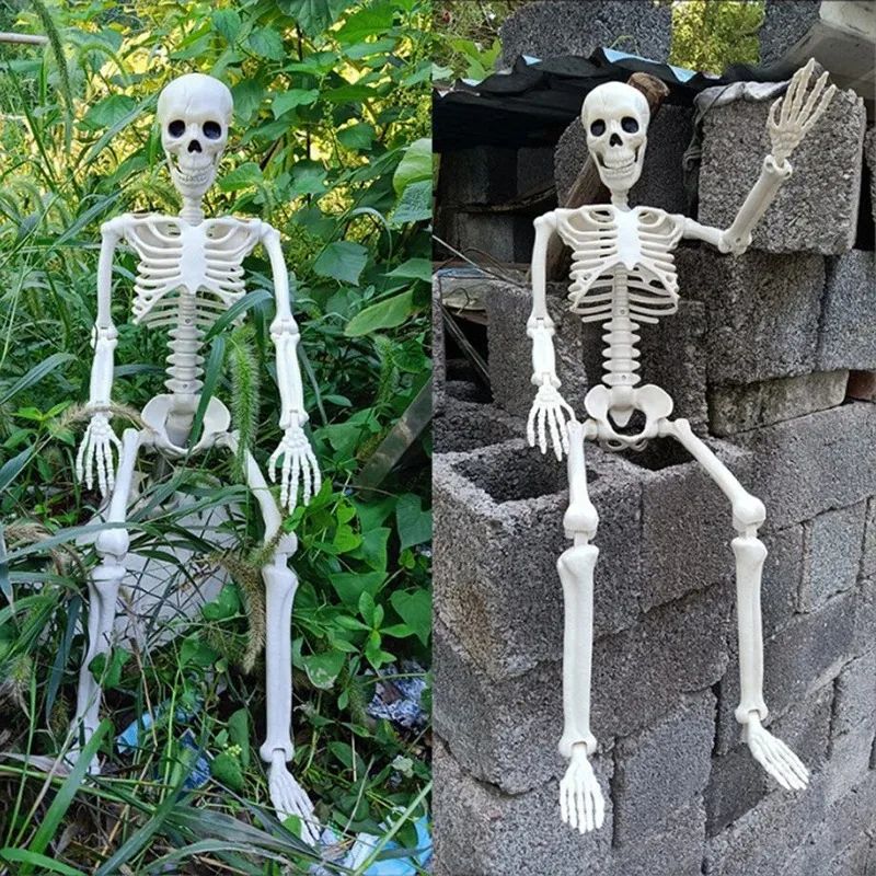 Spooky LifeSize Posable Skeleton Halloween Decor Realistic Humanoid Bone Prop For Haunted House P 0