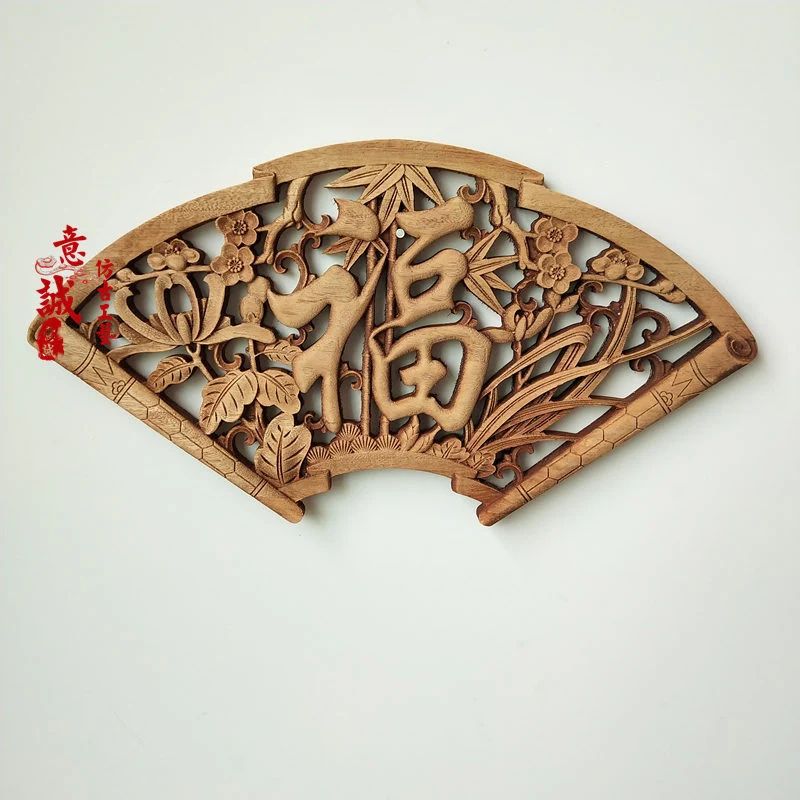 HandCarved Camphor Wood Dragon Phoenix Wall Art 3D Traditional Chinese Decorative Panel With Natu 0