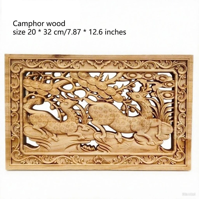 HandCarved Camphor Wood Dragon Phoenix Wall Art 3D Traditional Chinese Decorative Panel With Natu 2