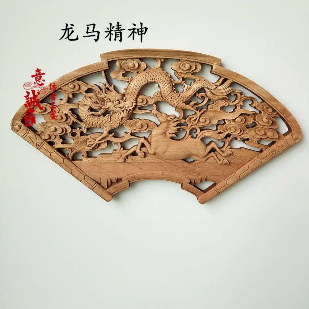 HandCarved Camphor Wood Dragon Phoenix Wall Art 3D Traditional Chinese Decorative Panel With Natu 10
