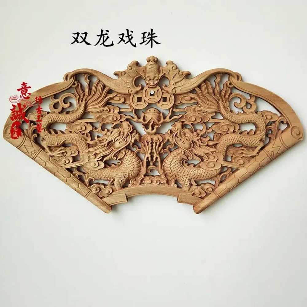 HandCarved Camphor Wood Dragon Phoenix Wall Art 3D Traditional Chinese Decorative Panel With Natu 13