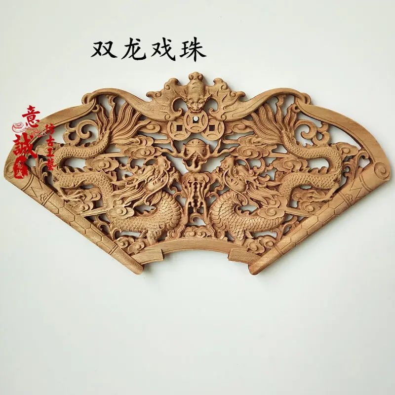HandCarved Camphor Wood Dragon Phoenix Wall Art 3D Traditional Chinese Decorative Panel With Natu 13