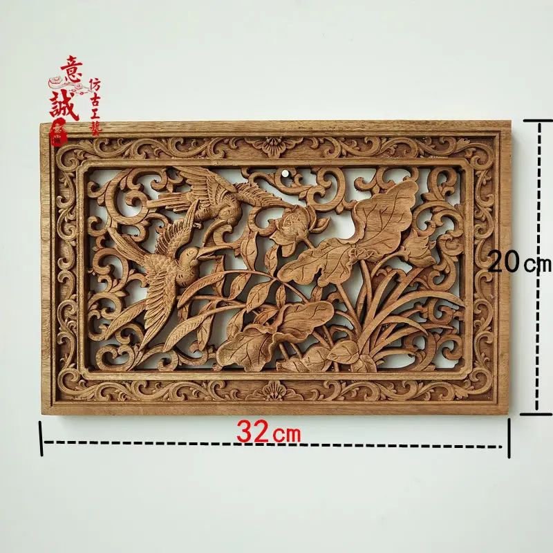 HandCarved Camphor Wood Dragon Phoenix Wall Art 3D Traditional Chinese Decorative Panel With Natu 22