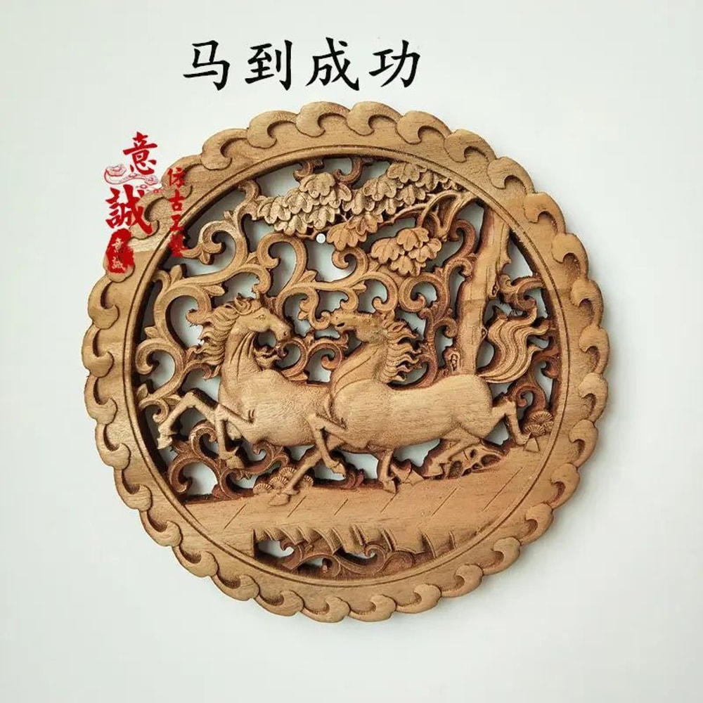 HandCarved Camphor Wood Dragon Phoenix Wall Art 3D Traditional Chinese Decorative Panel With Natu 26