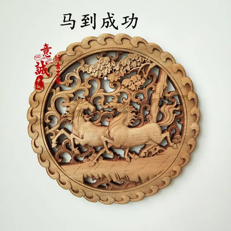 HandCarved Camphor Wood Dragon Phoenix Wall Art 3D Traditional Chinese Decorative Panel With Natu 26