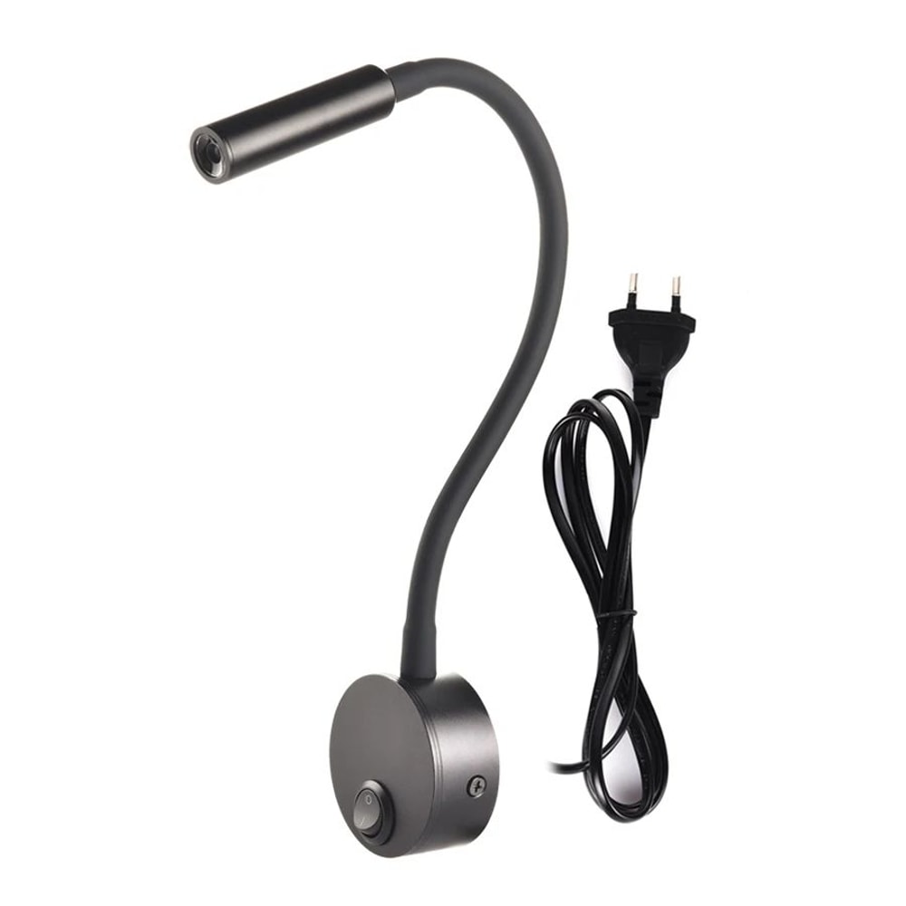 Modern LED Gooseneck Wall Reading Lamp Flexible Clamp Sconce Light With Switch For Bedside Use 0