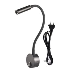 modern led gooseneck wall reading lamp – flexible clamp sconce light with switch for bedside use