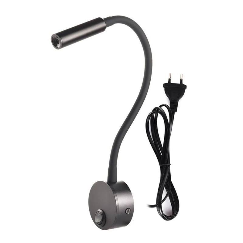 Modern LED Gooseneck Wall Reading Lamp Flexible Clamp Sconce Light With Switch For Bedside Use 0