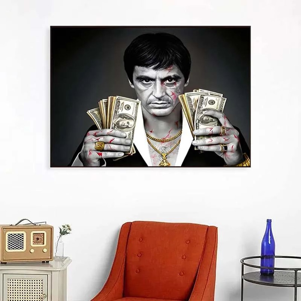 Scarface Tony Montana Canvas Wall Art Gangster Money Poster Print For Modern Home Decor 5